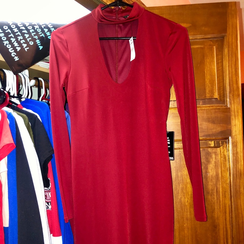 Red Scooped Neck Dress